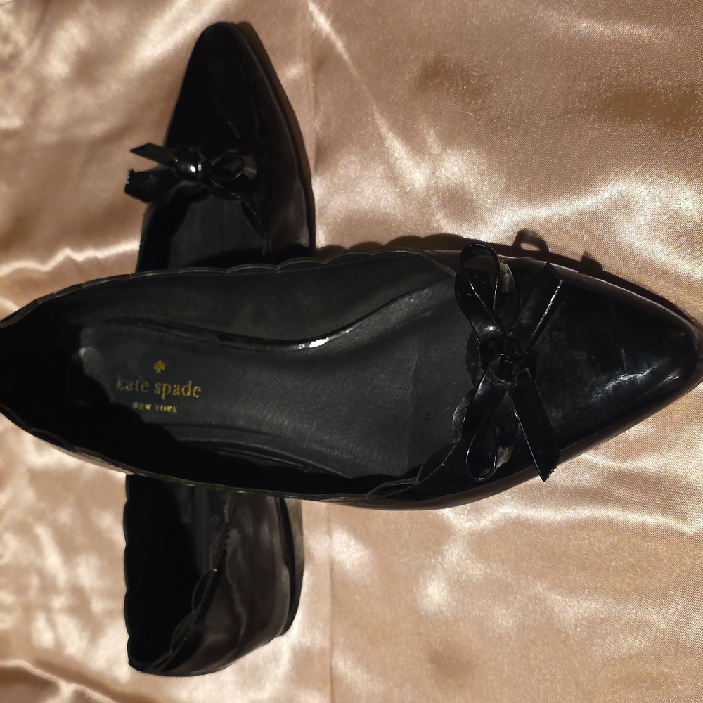 Kate Spade Black Patent Flats with Bow